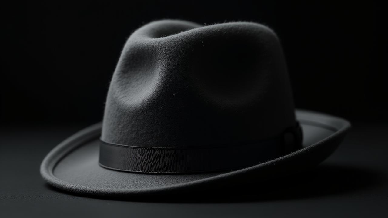Close-up of a premium charcoal wool fedora highlighting its artisanal texture